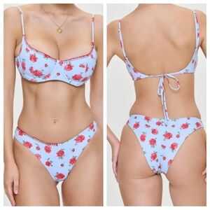 Free People x Frankie’s Bikinis Cola Top with Dove Bottom in Rosewater | MEDIUM